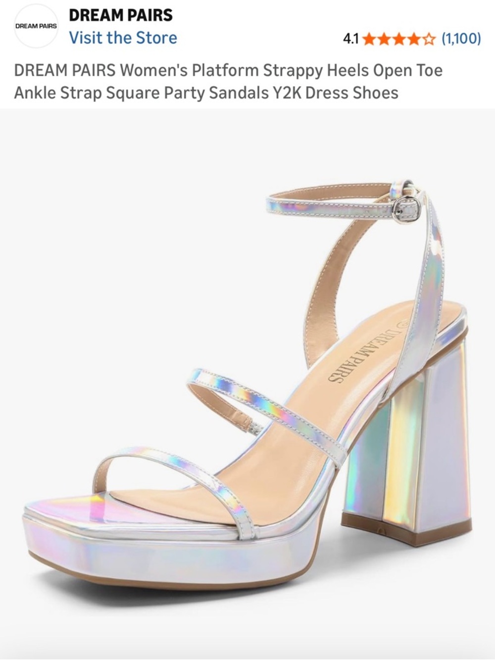 Dream Pairs Holographic Iridescent Platform Strappy Sandals - Multi